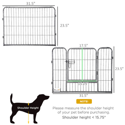 16 Panels Pet Playpen, 23.5" Heavy-Duty Dog Fence DIY Design w/ Doors, Latch