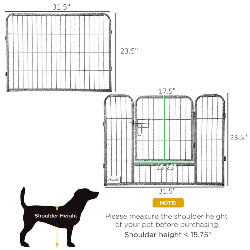16 Panels Pet Playpen, 23.5" Heavy-Duty Dog Fence DIY Design w/ Doors, Latch