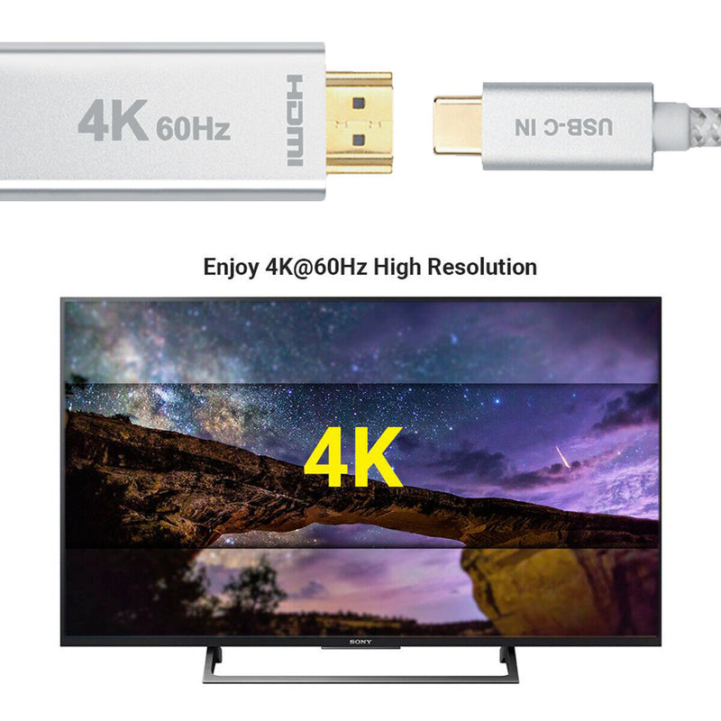 6FT USB C to HDMI Adapter Cable Supports 4K@60Hz for iPad Air 4th,Pro 11"/12.9"