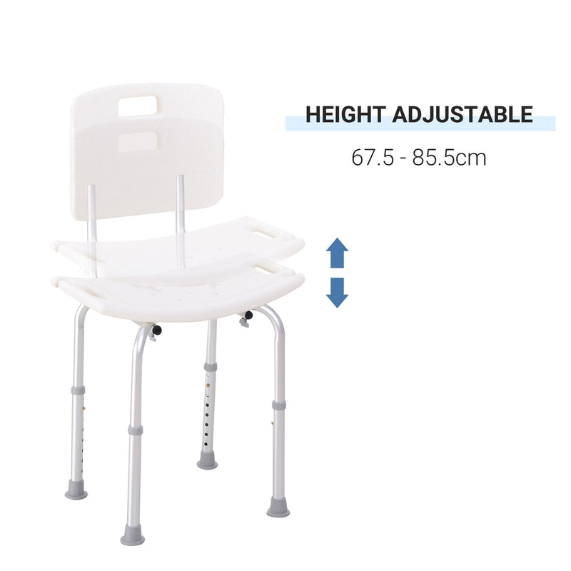 33.7" Bath Chair Seat Safety Bathroom Aids Adjustable Positions White