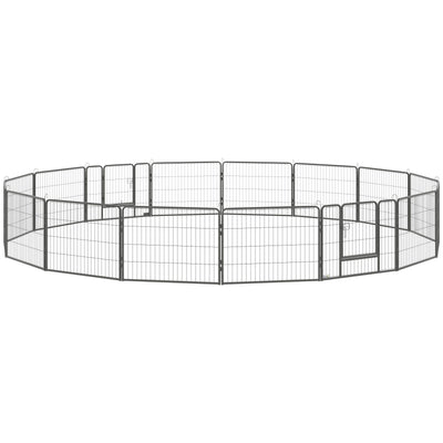 16 Panels Pet Playpen, 23.5" Heavy-Duty Dog Fence DIY Design w/ Doors, Latch