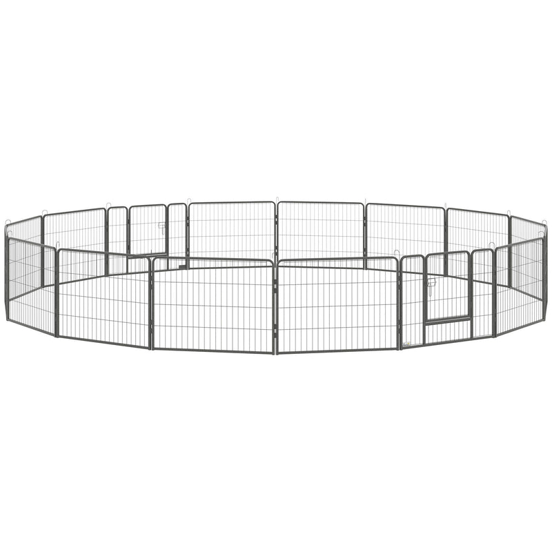 16 Panels Pet Playpen, 23.5" Heavy-Duty Dog Fence DIY Design w/ Doors, Latch