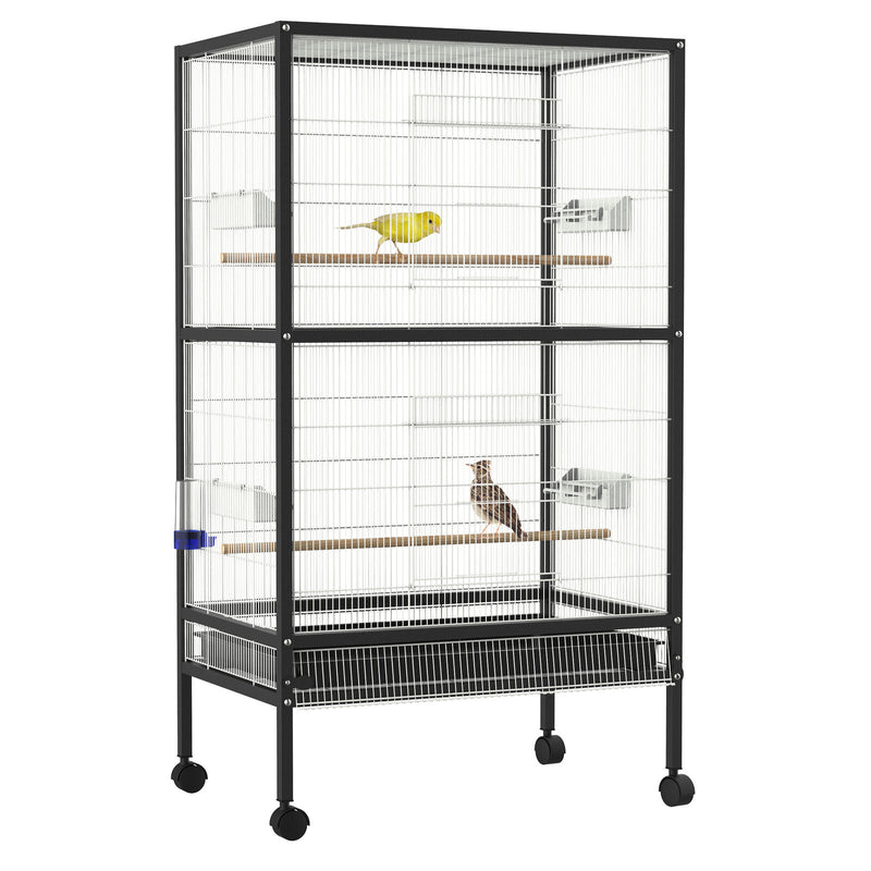 Large Bird Parrot Cage Play Top Finch Macaw Cockatoo House Pet Supply w/ Wheels