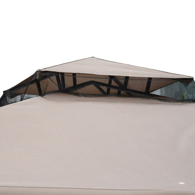 9.5' x 9.5' Outdoor Patio Gazebo Pavilion Canopy Tent w/ 2-Tier Roof Steel Frame