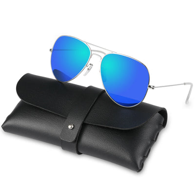 Classic Polarized Aviator Sunglasses UV 400 Protection with Metal Frame & Case