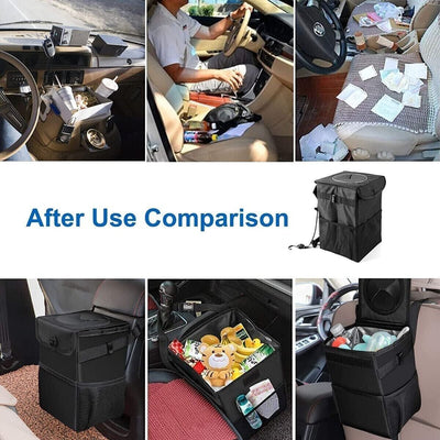 Trash Can Garbage Portable Car Bin Bag Organizer for Vehicles Waterproof Black