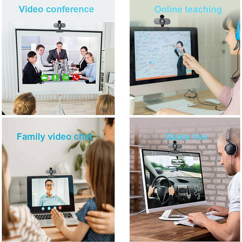 FHD 1080p/30fps Video Calling, Clear Stereo Audio Webcam for Skype,Zoom,Facetime