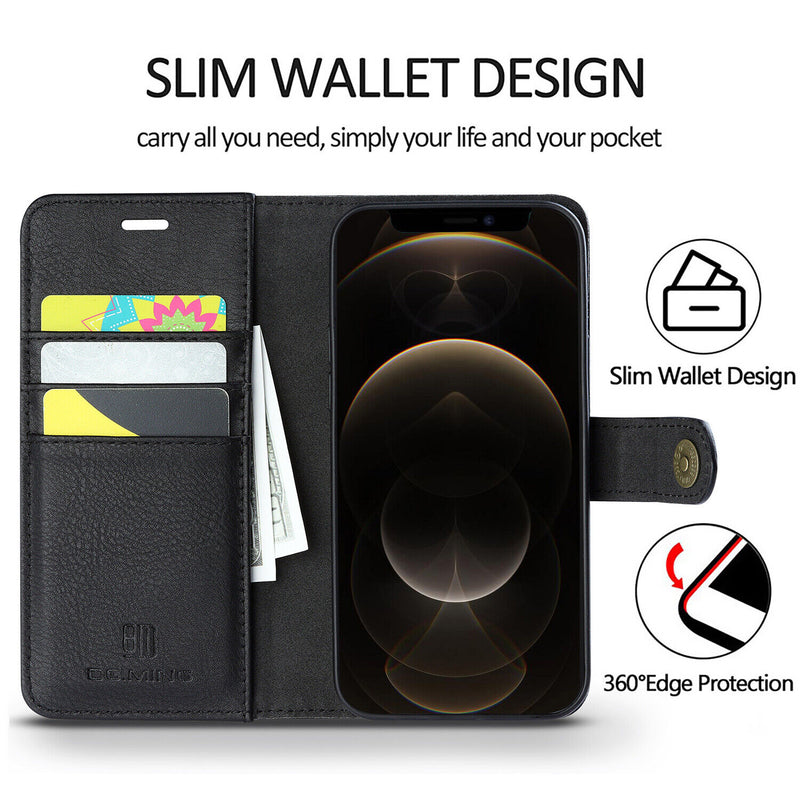 For iPhone 13/ 13 Pro/ 13 Pro Max Detachable Leather Wallet Case with Card Slots