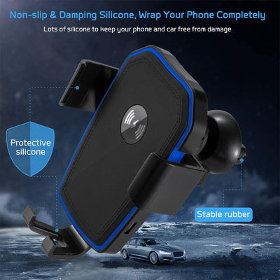 Qi 15W Wireless Fast Charging Car Charger Mount for Galaxy S20/S10, iPhone 12/11