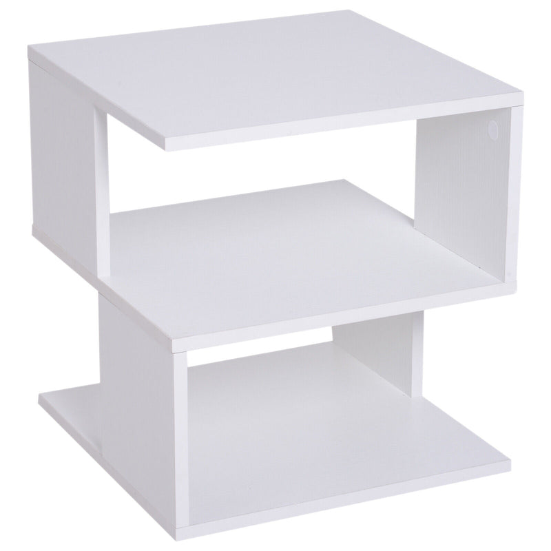 Modern Square 2 Tier Coffee Side Table Storage Shelf Rack Living Room White