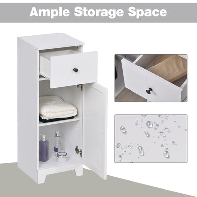 kleankin Small Bathroom Floor Storage Cabinet w/ 1 Drawer and Adjustable Shelf