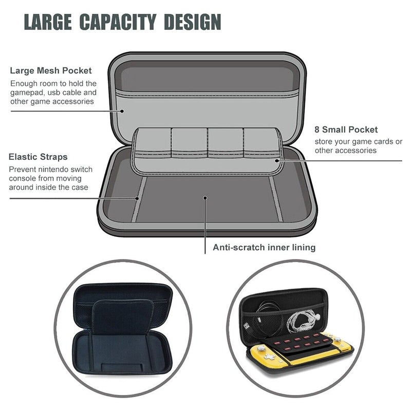 Accessory Kit for Nintendo Switch Lite - Portable Carry Case & TPU Case & Glass