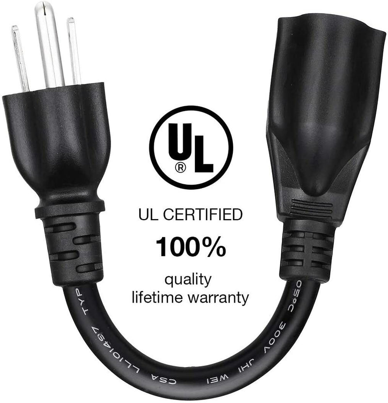 6-Inch Power Extension Cable [Heavy Duty & UL Safety Compliance] 3 6 9 12 Pack....0001