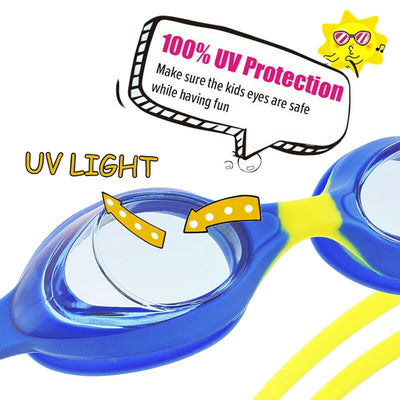 Kids Swimming Goggles With Anti Fog Lens & Wide View & UV Protection & HD Vision