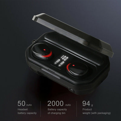 TWS Bluetooth 5.0 Earbuds w/ 2000mAh Charging Case, Built-in Mic, Premium Sound