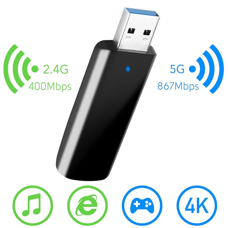 Ultra-Speed&Stable Dual Band 5GHz 2.4GHz USB 3.0 WiFi Adapter AC1300Mbps for PC