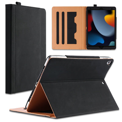 For 2021 Apple iPad 10.2 9th Leather Vintage Stand Folio Cover & Matte PET Films