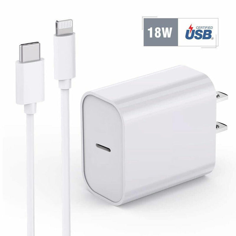 PD 18W USB-C Fast Charging Wall Charger- UL Certified For iPhone 11 / Pro / Max