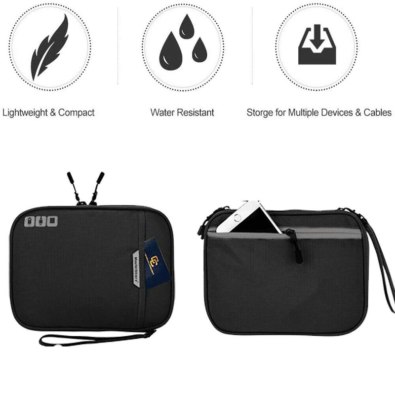 Electronics Travel Organizer for iPad Mini, Kindle, Hard Drive, Cables, Chargers