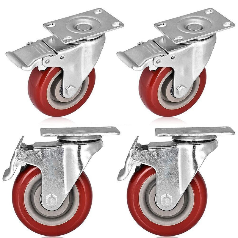 4pc 4 inch Heavy Duty Swivel Casters Wheels Directional Roller Bearing Fixed Set