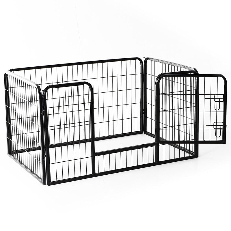 50" 4 Panel Black Pet Playpen  Heavy Duty Puppy Cat Dog Pen Large Iron