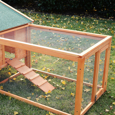 Double Level Rabbit Cage Exclosure w/ Ramp Run, Asphalt Roof for Outdoor Use 700729269978