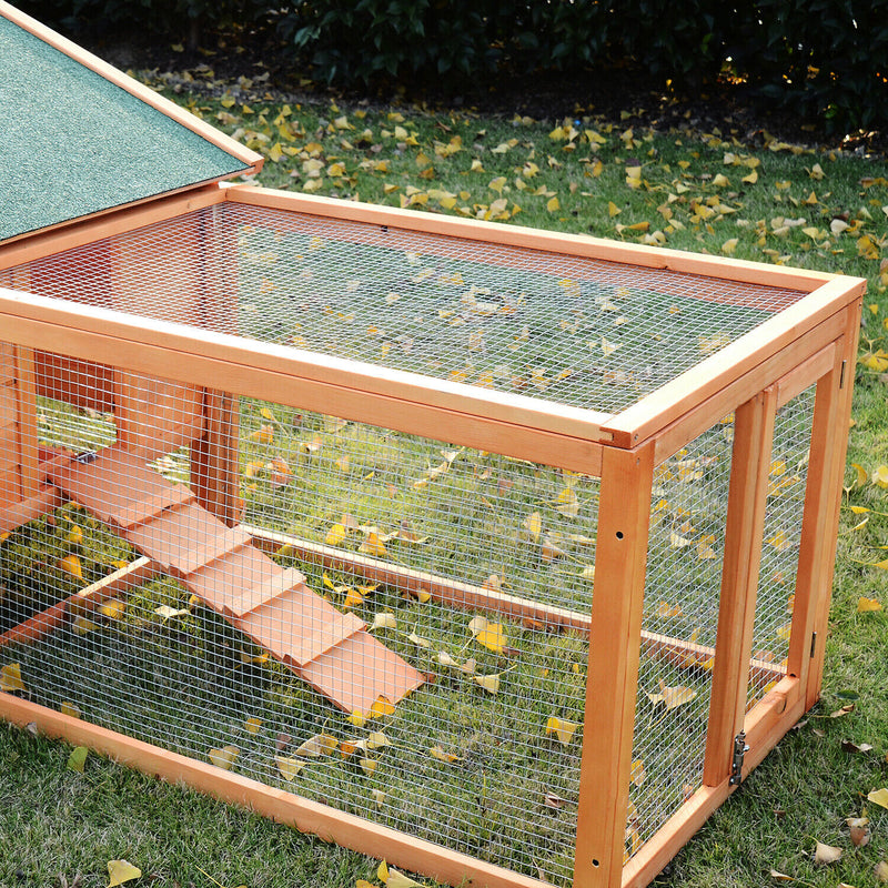 Double Level Rabbit Cage Exclosure w/ Ramp Run, Asphalt Roof for Outdoor Use 700729269978