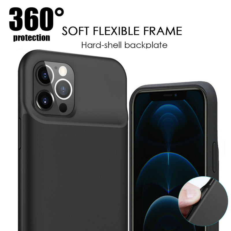 iPhone 12 Pro Max [7000mAh] Protective Charging Case+Screen&Lens Tempered Glass