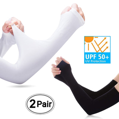 UPF 50 Sun Protection Cooling Arm Sleeves with Thumb Hole to Cover Arms, Unisex