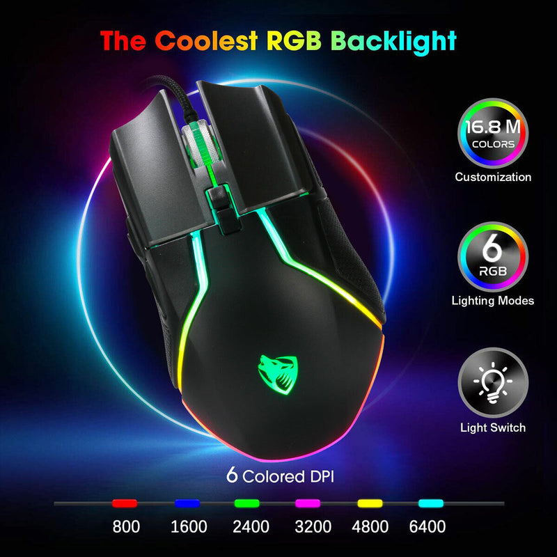 PRO LED Gaming Keyboard and Mouse Set Multi-Colored Changing Backlight Mouse CA