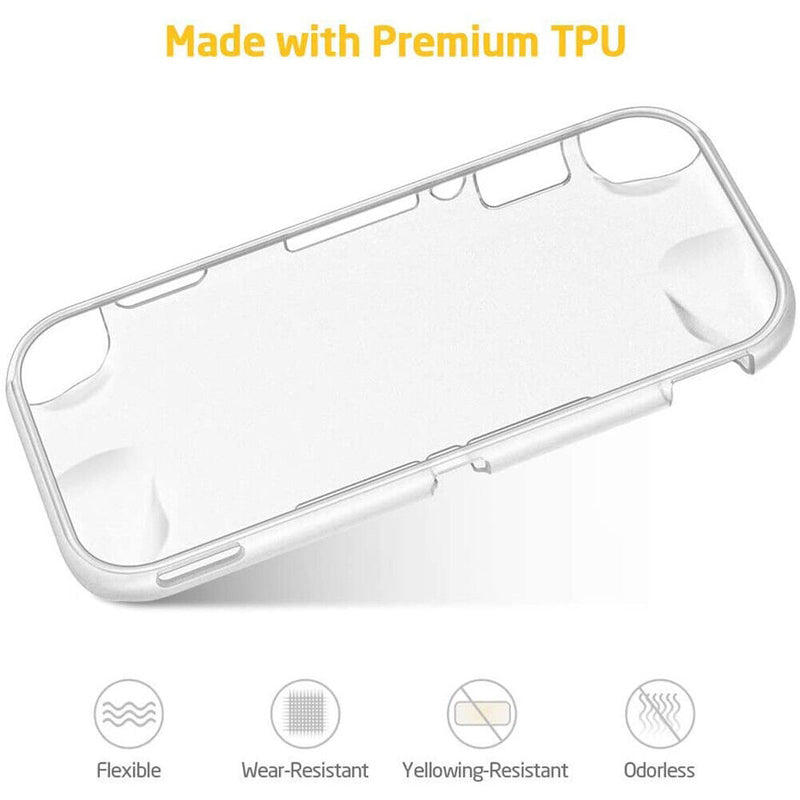 Nintendo Switch Lite Protective Accessories-Clear TPU Case+Tempered Glass+6xCaps