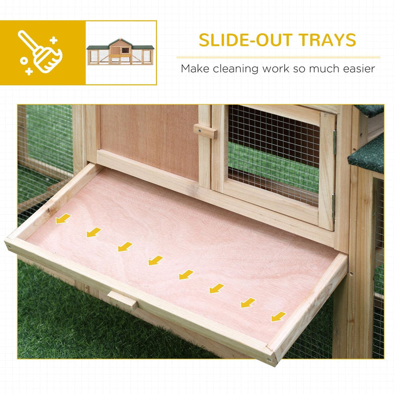 Big Rabbit Cage W/ Double Ramp, Weatherproof Wood Rabbit Hutch, Natural 842525143639