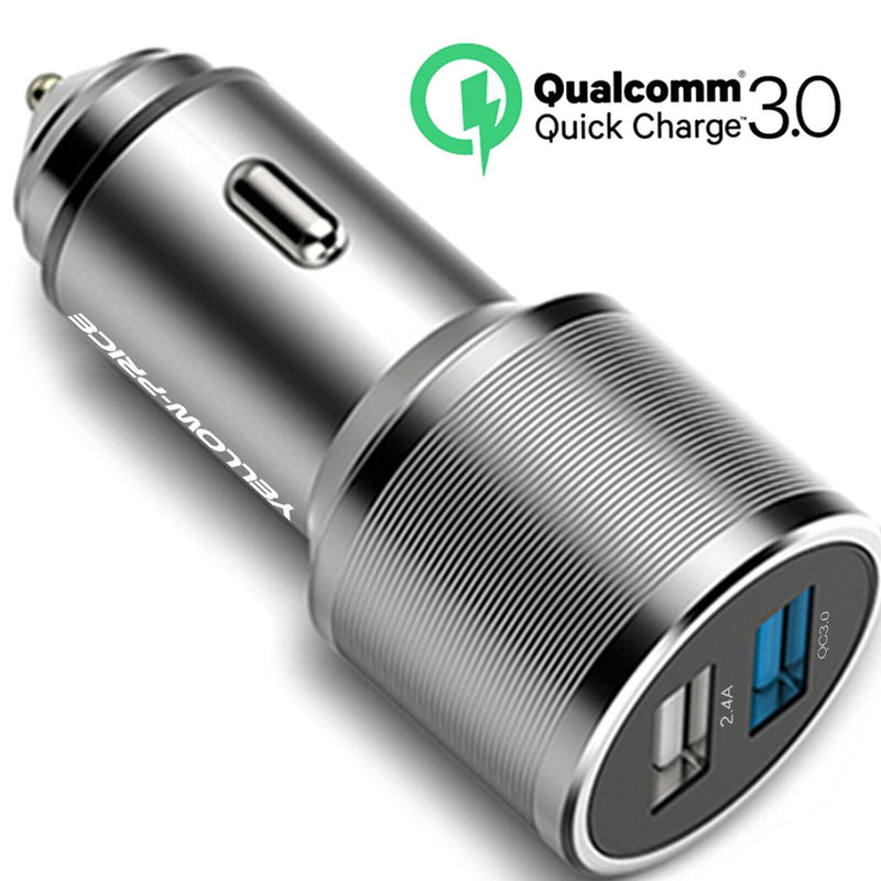 2-Ports 36W Total QC 3.0 5.4A Fast Car Charger + USB A to C Fast Charging Cable