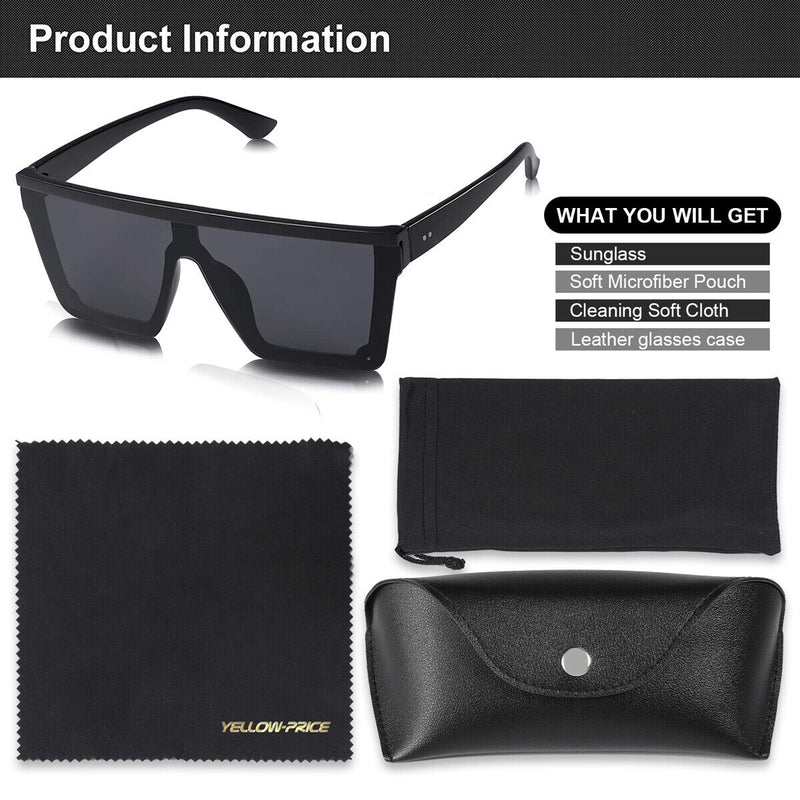 YellowPrice Oversized Rimless Sunglasses Square Flat Top Shades UV400 Protection