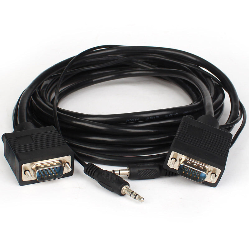 VGA Cable with Audio (SVGA Monitor Cable with 3.5mm Stereo Audio) 6 Feet, 1-5PCS
