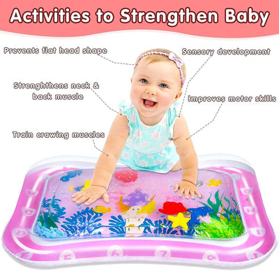 Inflatable Baby Tummy Time Water Mat Sensory Toys for 3 to 12 Month Activity toy