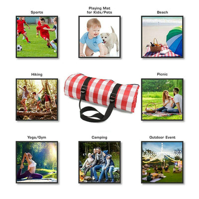 Portable Extra Large Picnic & Outdoor Blanket, Red and White Checkered, 79 x59in