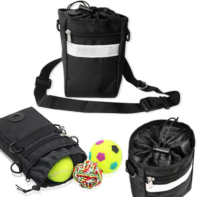 [High-Quality] Black Dog Treat Training Pouch W/ Adjustable Shoulder Strap Belt