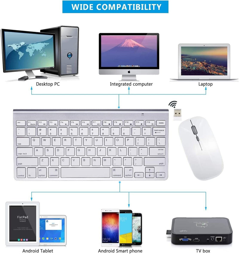 Wireless Keyboard And Mouse Combo Set USB Mini 2.4Ghz For Mac IOS PC Computer