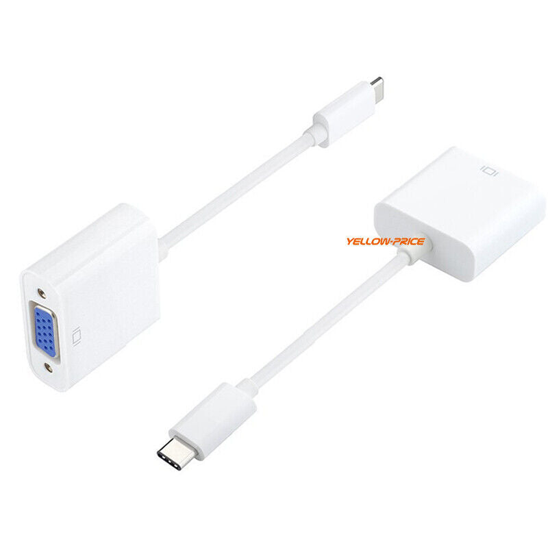 USB 3.1 Type-C to VGA Adapter Cable FHD 1080P for 2020-2016 MacBook Pro/Air 13