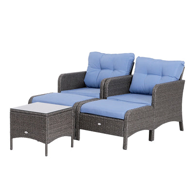 5pcs Outdoor Patio Furniture Set Wicker Conversation Set Footrest Coffee Table