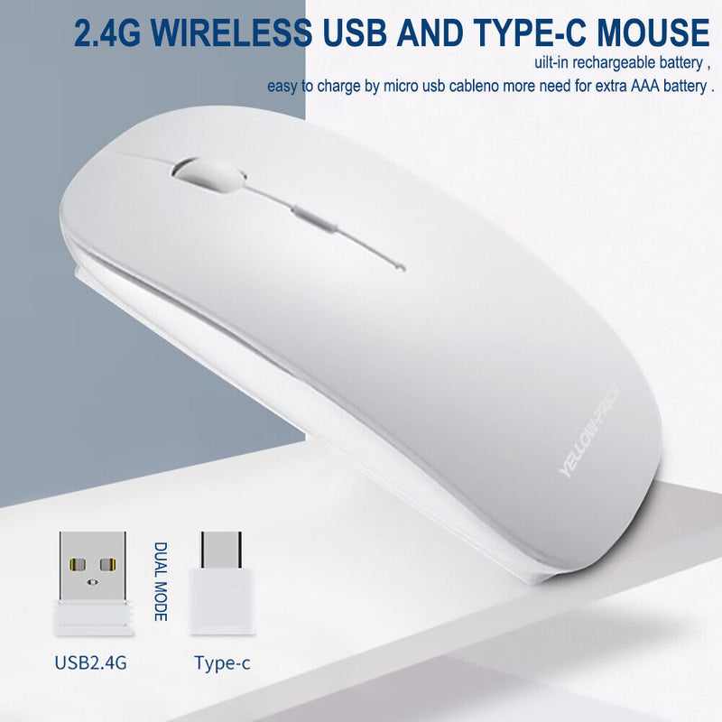 2.4G Rechargeable USB C Wireless Mouse Quiet Clicking for Type-C Laptop, MacBook