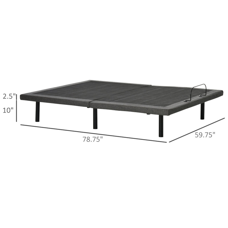 Adjustable Frame Queen Zero Gravity Powered Bed Base w/ Remote, Incline, Grey