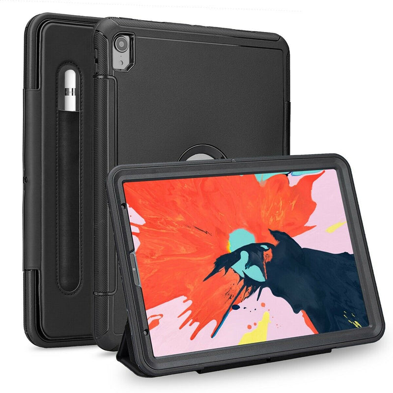 Rugged Protective Trifold Stand Case w/ Pencil Holder for iPad 7th 10.2" 2019