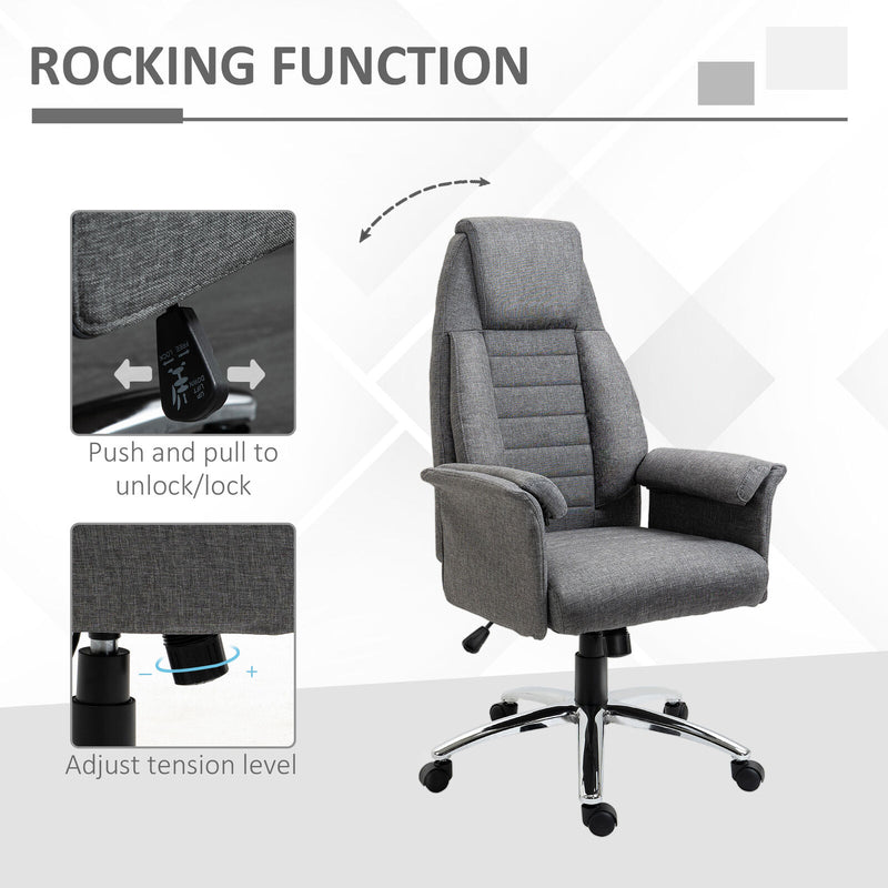 Executive Chair Office High Back Padded Swivel Computer Seat Ergonomic Grey