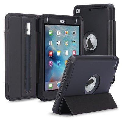 For Apple iPad 5 6 9.7", 7 10.2" Shockproof & Smart Rugged Trifold Stand Case