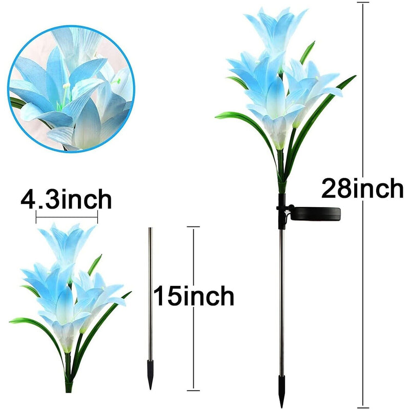 Waterproof Decor Lamp Yard LED Solar Lily Flower Garden Stake Light Outdoor Path