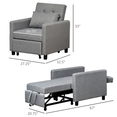 Recliner Sofa Sleeper Chair with 3 Adjustable Backrest Angles and 4 Wheels