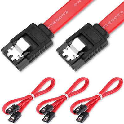 3-12PACK SATA Cable III 6Gbps Straight HDD SDD Data Cable with Locking Latch,Red