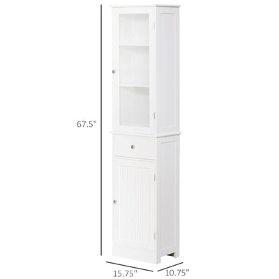 kleankin Storage Cabinet Organizer Tower with Multiple Shelves & Drawer, White